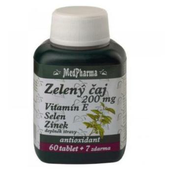 MEDPHARMA Zelený čaj 200 mg + Vitamín E + Selén + Zinok 67 tabliet