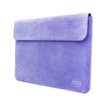 Puzdro na notebook z brúsenej kože Spring fialové s klopou MacBook Pro 16 (2021)