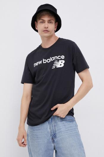 Tričko New Balance MT03905BK pánske, čierna farba, s potlačou