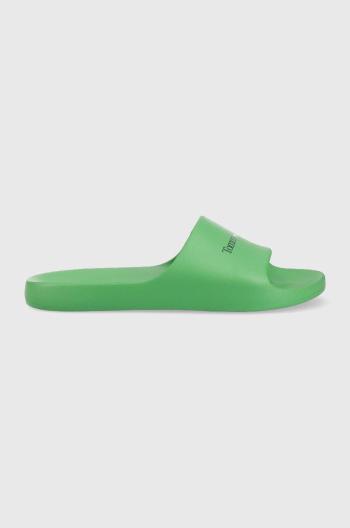 Šľapky Tommy Jeans BASIC SLIDE pánske, zelená farba, EM0EM01144