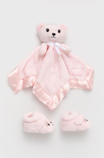 Topánky pre bábätká UGG Bixbee And Lovey Bear Stuffie ružová farba,