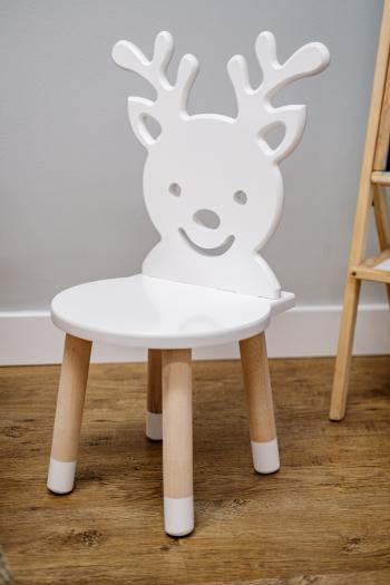 Detská stolička - Jelen - biela Kids chair - Deer