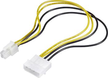 PC napájací prepojovací kábel Renkforce RF-4174569, 30.00 cm, žltá, čierna