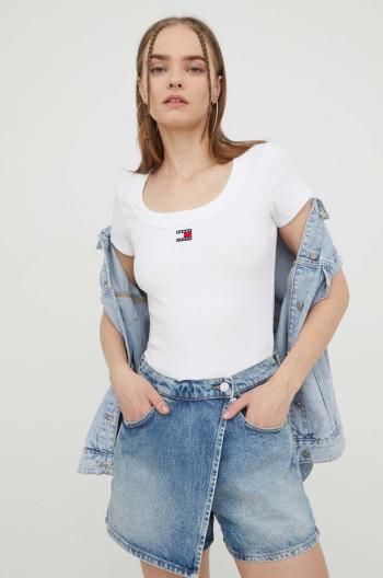 Tričko Tommy Jeans dámsky,biela farba,DW0DW17396