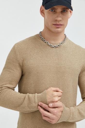 Bavlnený sveter Tom Tailor pánsky, béžová farba,