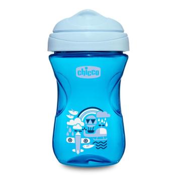 Chicco Hrnček Chicco Jednoduchý s tvrdým náustkom 266 ml, modrý 12m+