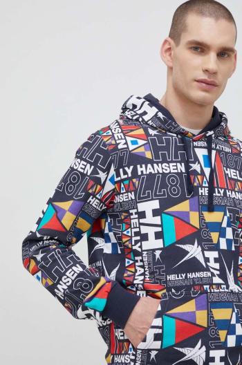 Bavlnená mikina Helly Hansen pánska, s kapucňou, vzorovaná