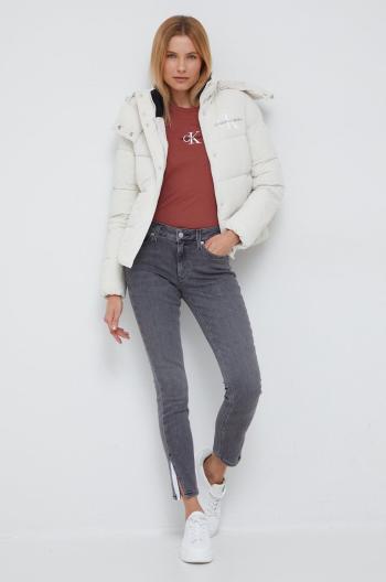 Bunda Calvin Klein Jeans dámska, béžová farba, zimná,