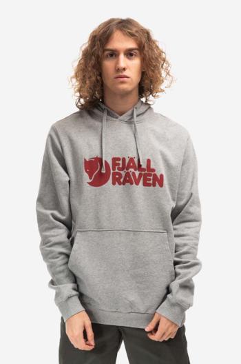 Bavlnená mikina Fjallraven Logo Hoodie F84144 020-999 pánska, šedá farba, s kapucňou, vzorovaná