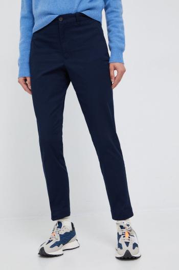 Nohavice Polo Ralph Lauren dámske, tmavomodrá farba, strih chinos, stredne vysoký pás