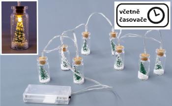 Nexos 65855 Vianočná dekoratívna reťaz - 8 LED, mini poháre so stromčekmi