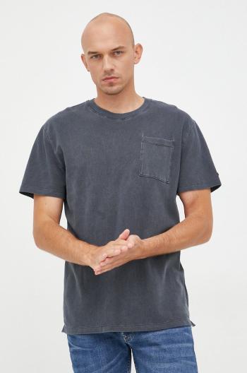 Bavlnené tričko Pepe Jeans tmavomodrá farba, jednofarebné