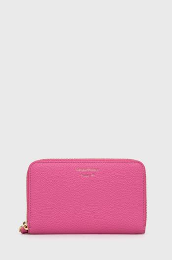Kožená peňaženka Emporio Armani dámska, ružová farba