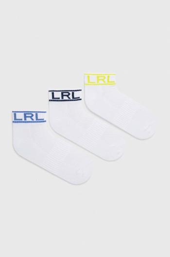 Ponožky Lauren Ralph Lauren 3-pak dámske, biela farba