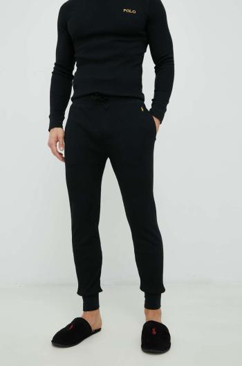 Pyžamové nohavice Polo Ralph Lauren pánske, čierna farba, jednofarebná
