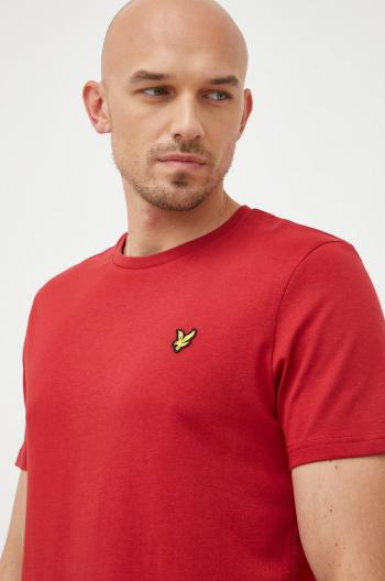 Bavlnené tričko Lyle & Scott červená farba, jednofarebné