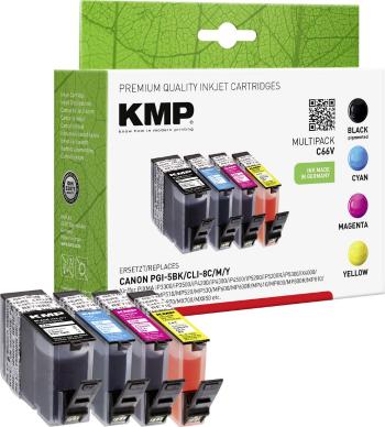 KMP Ink náhradný Canon PGI-5, CLI-8 kompatibilná kombinované balenie čierna, zelenomodrá, purpurová, žltá C66V 1504,0005