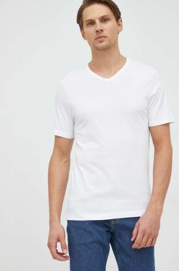 Bavlnené tričko BOSS 3-pak biela farba, melanžové