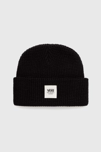 Detská čiapka Vans WAFFLE CUFF BEANIE čierna farba biela, VN000J4WBLK1