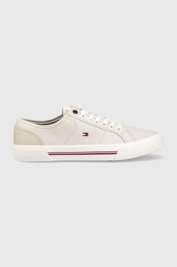 Tenisky Tommy Hilfiger CORE CORPORATE VULC CANVAS pánske, šedá farba