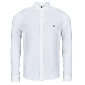 Polo Ralph Lauren  CHEMISE AJUSTEE COL BOUTONNE EN POLO FEATHERWEIGHT  Košele s dlhým rukávom Biela