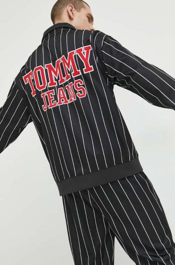 Mikina Tommy Jeans pánska, čierna farba, vzorovaná
