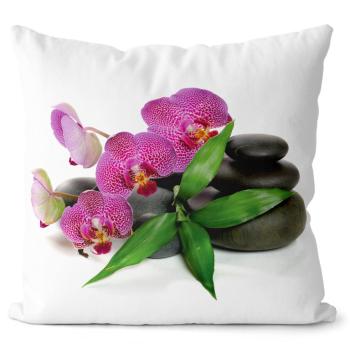 Vankúš Orchidea na kameňoch (Veľkosť: 40 x 40 cm)