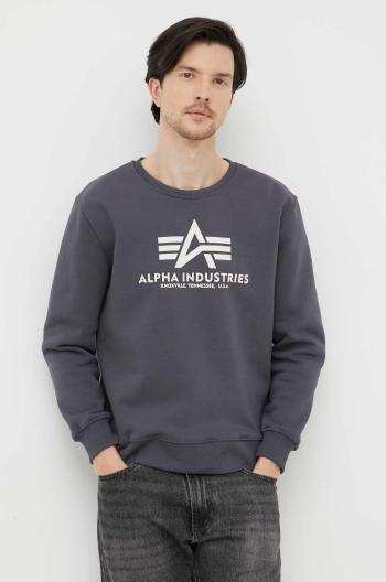 Mikina Alpha Industries pánska, šedá farba, s potlačou