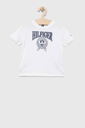 Detské tričko Tommy Hilfiger biela farba, vzorovaný