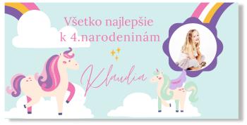 Narodeninový banner s fotkou - Unicorn Rozmer banner: 130 x 260 cm