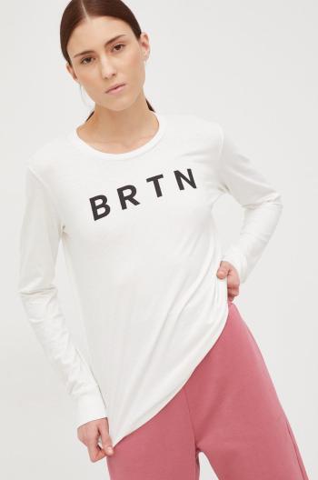 Bavlnené tričko s dlhým rukávom Burton biela farba,