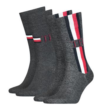 TOMMY HILFIGER - 2PACK Tommy original iconic stripe gray ponožky-39-42
