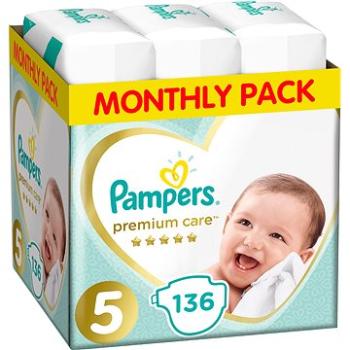 PAMPERS Premium Care veľkosť 5 Junior (136 ks) – mesačné balenie (8001090959690)