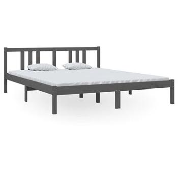 Rám postele sivý masívne drevo 160 × 200 cm, 814896