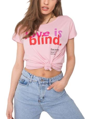 Ružové dámske tričko s nápisom love is blind vel. M