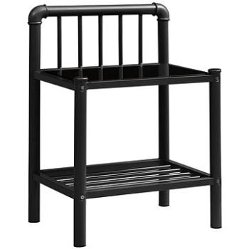 Nočný stolík čierny 45 × 34,5 × 62,5 cm kov a sklo (325096)