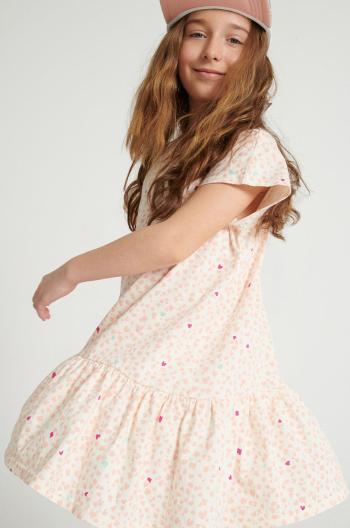 Dievčenské bavlnené šaty Femi Stories béžová farba, mini, rovný strih