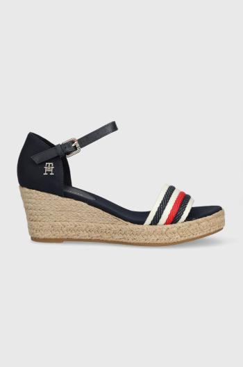 Sandále Tommy Hilfiger MID WEDGE CORPORATE dámske, tmavomodrá farba, na kline