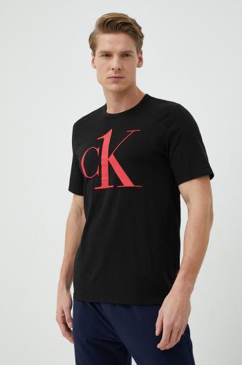 Pyžamové tričko Calvin Klein Underwear čierna farba, s potlačou