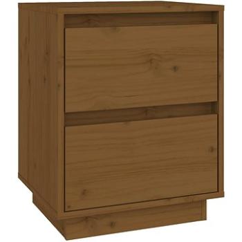 SHUMEE Nočný stolík medovo hnedý 40 × 35 × 50 cm masívne borovicové drevo, 813321