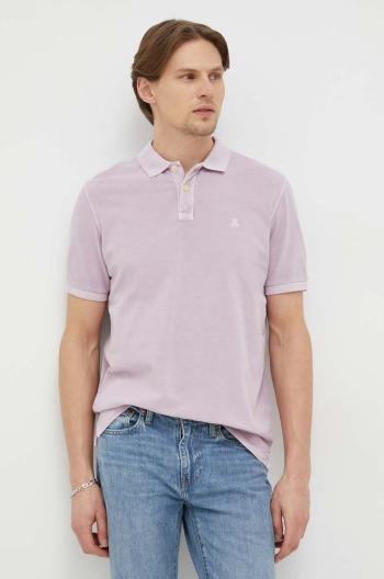 Bavlnené polo tričko Marc O'Polo pánske, fialová farba, jednofarebné