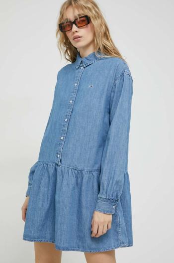 Rifľové šaty Tommy Jeans mini, áčkový strih
