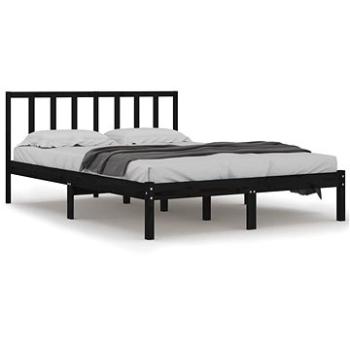 Rám postele čierny masívna borovica 140 × 200 cm, 3105075