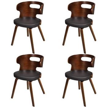 Jedálenské stoličky 4 ks hnedé ohýbané drevo a umelá koža (270041)