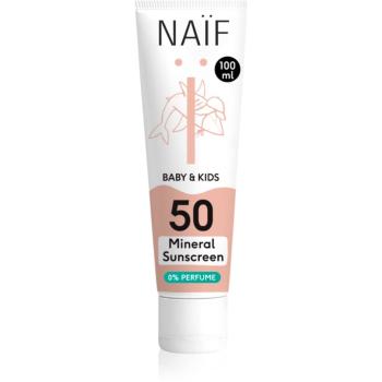 Naif Baby & Kids Mineral Sunscreen SPF 50 0 % Perfume ochranný krém na opaľovanie pre bábätká a deti bez parfumácie SPF 50 100 ml