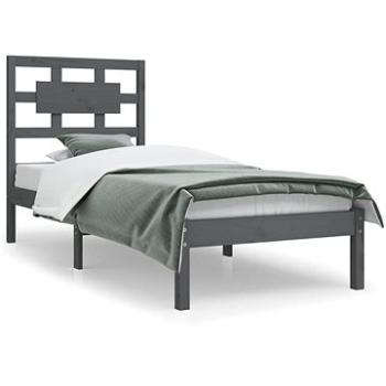 Rám postele sivý masívna borovica 90 × 200 cm, 3107340
