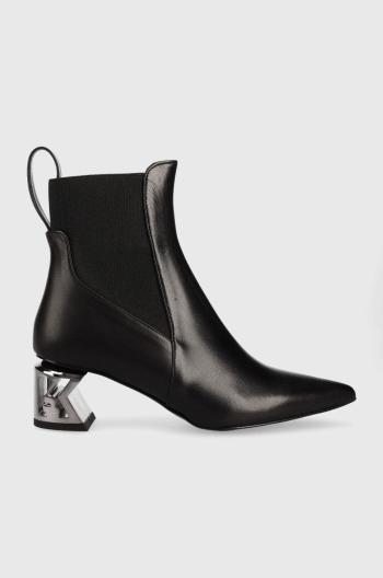 Kožené topánky chelsea Karl Lagerfeld K-blok dámske, čierna farba, na podpätku,
