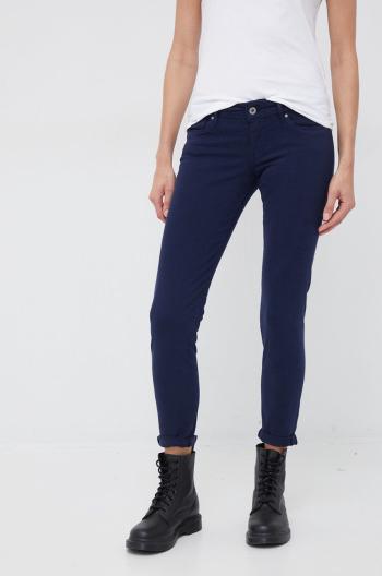 Nohavice Pepe Jeans dámske, tmavomodrá farba, priliehavé, vysoký pás