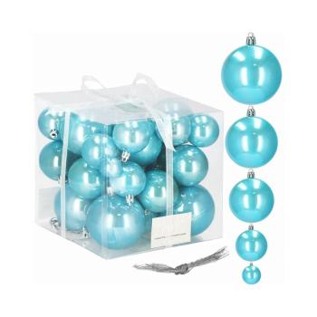 Vianočné banky perleťová modrá - sada 37ks