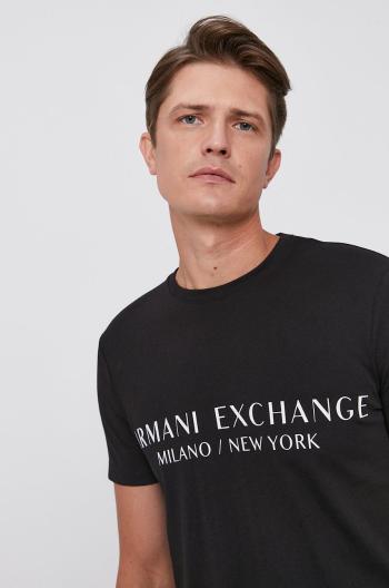 Tričko Armani Exchange pánske, čierna farba, s potlačou